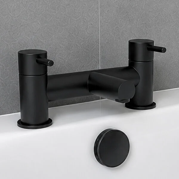 Alternate image of Joseph Miles Kaze Bridge Bath Mixer Tap with Long Spout - Stick Handles - Deck Mounted