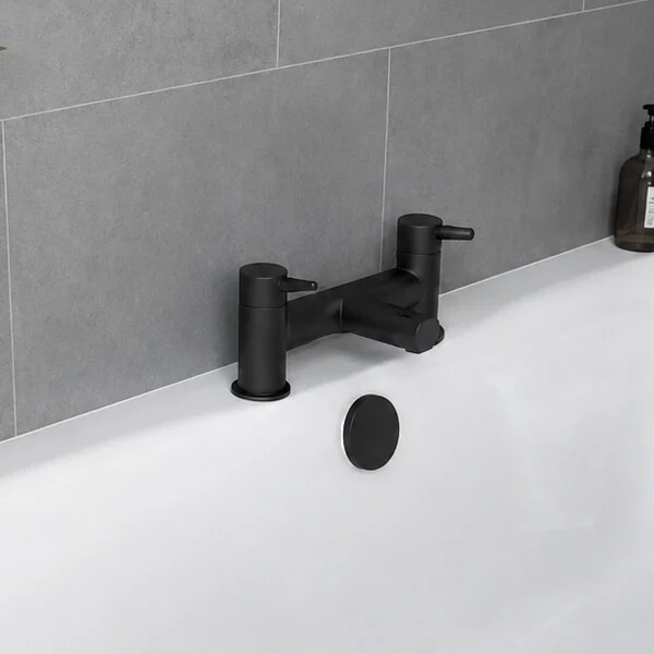 Alternate image of Joseph Miles Kaze Bridge Bath Mixer Tap with Long Spout - Stick Handles - Deck Mounted