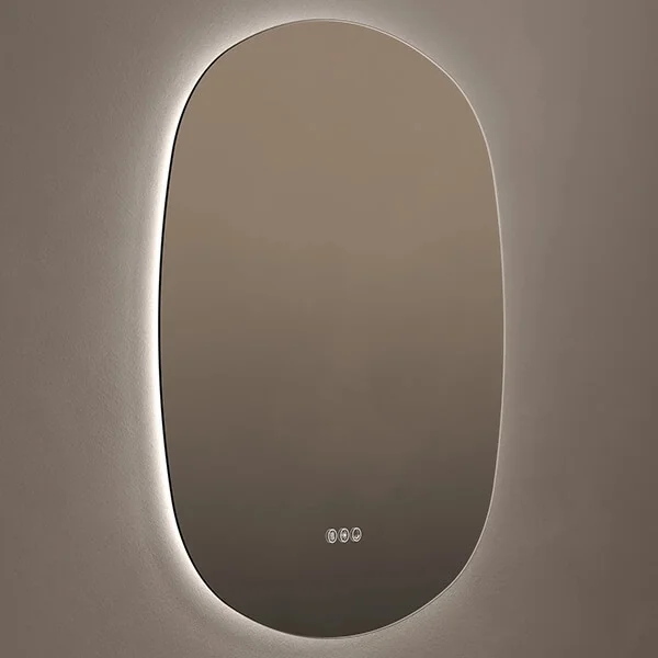 Additional image of Origins Living Claris Curve Oblong LED Backlit Mirror with Demister Pad - 700 x 780mm