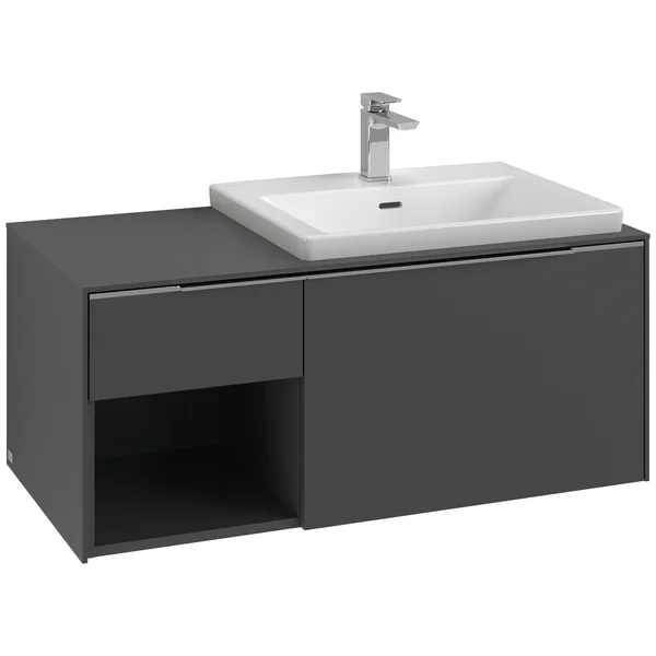 Villeroy and Boch Subway 3.0 Wall Hung Open Shelf Vanity Unit with LED Light - 1000 x 423mm