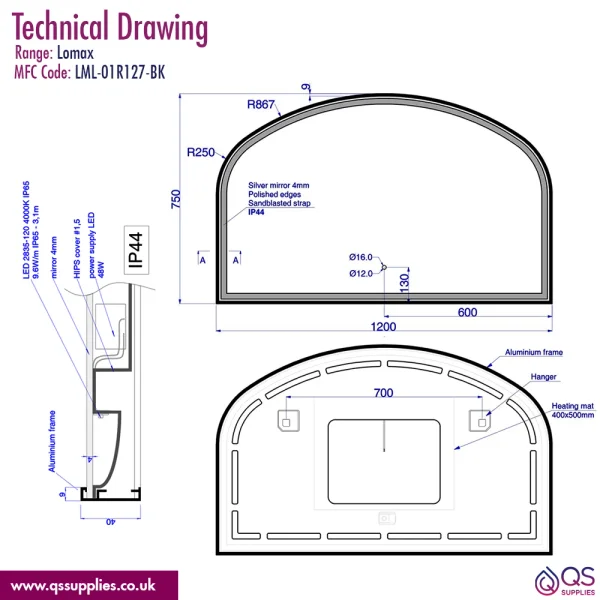 Technical drawing QS-V115290 / LML-01R127-BK