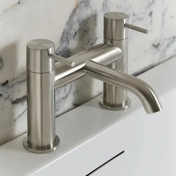 Alternate image of Tavistock Cohort Contemporary Bridge Bath Mixer Tap with Curved Spout - Deck Mounted