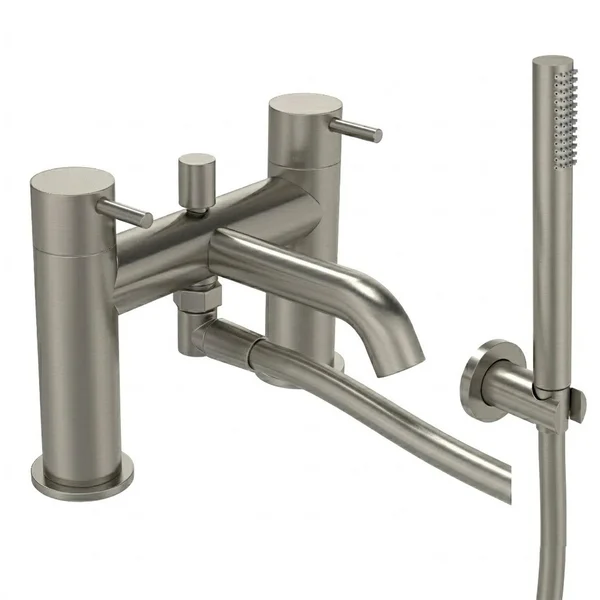 Alternate image of Tavistock Cohort Contemporary Bridge Bath Mixer Tap with Curved Spout - Deck Mounted