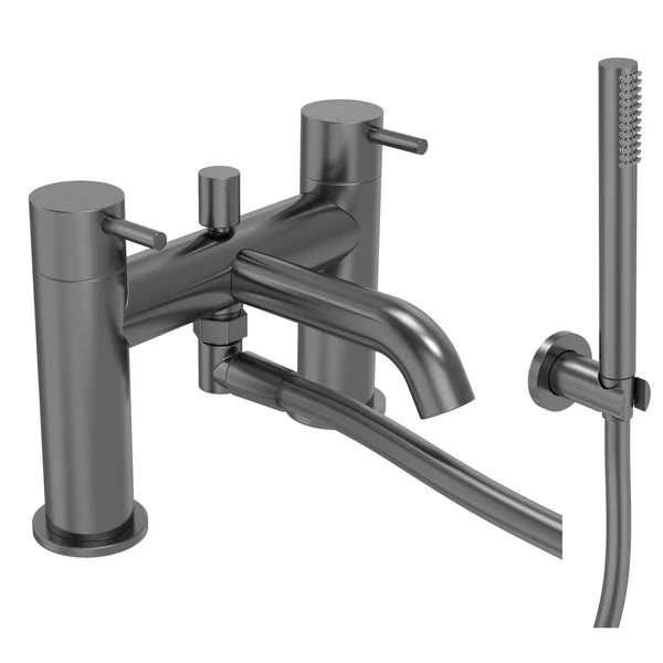 Alternate image of Tavistock Cohort Contemporary Bridge Bath Mixer Tap with Curved Spout - Deck Mounted