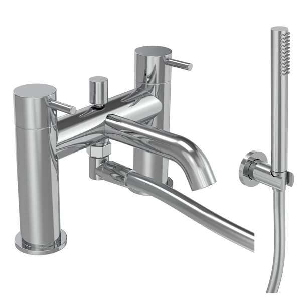 Alternate image of Tavistock Cohort Contemporary Bridge Bath Mixer Tap with Curved Spout - Deck Mounted