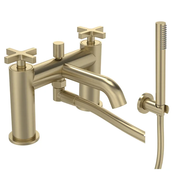Alternate image of Tavistock Cohort Contemporary Bridge Bath Mixer Tap with Curved Spout - Deck Mounted