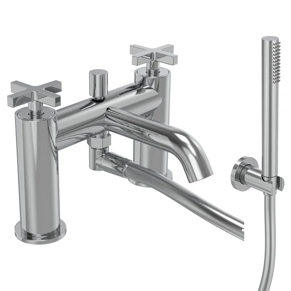 Alternate image of Tavistock Cohort Contemporary Bridge Bath Mixer Tap with Curved Spout - Deck Mounted