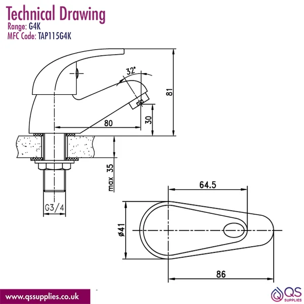 Technical drawing QS-V117328 / TAP115G4K