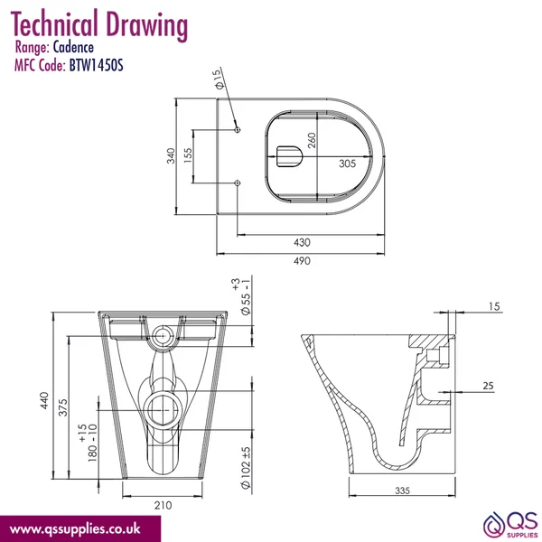Technical drawing QS-V116350 / BTW1450S