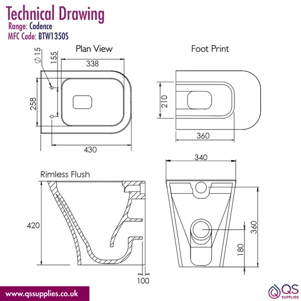 Technical drawing QS-V116354 / BTW1350S