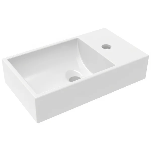 Roper Rhodes Dimension White Wall-Hung Compact Basin with Right Hand 1 Tap Hole - 455 x 255mm