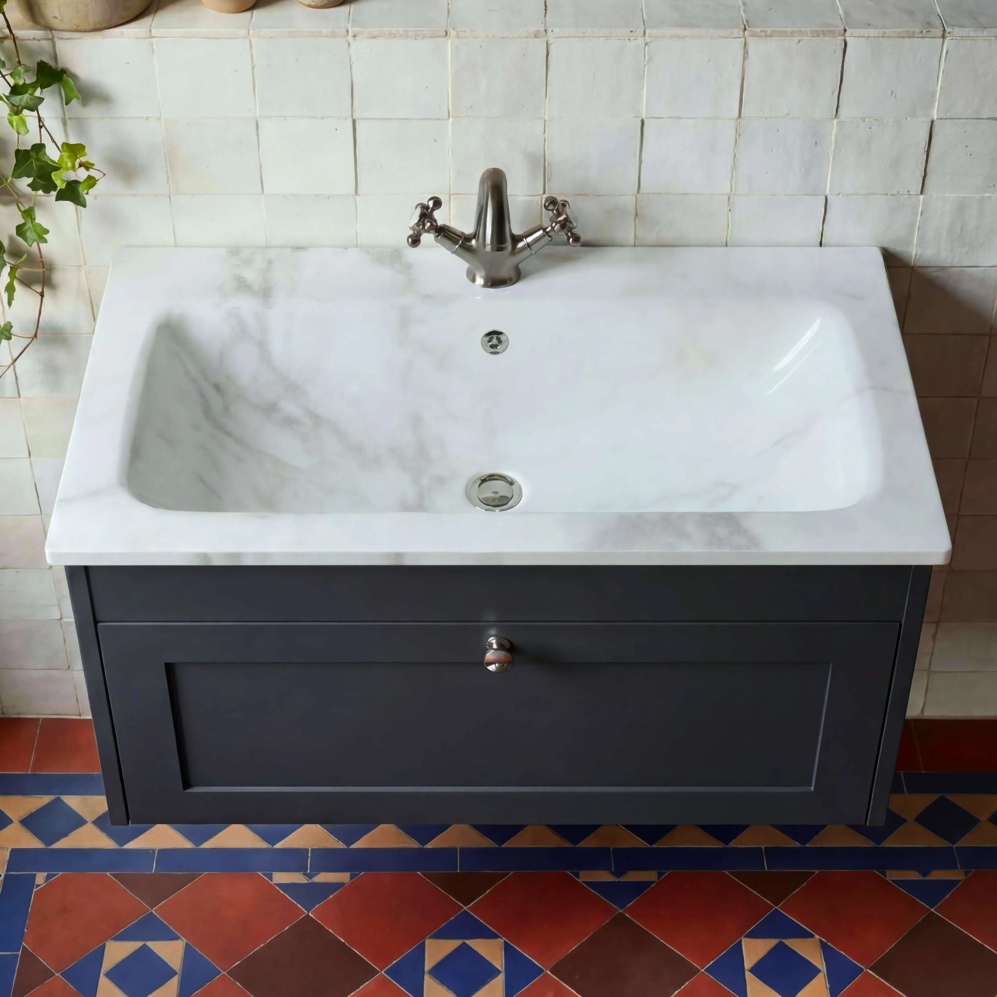 Alternate image of Hudson Reed Old London Ashwick Wall-Hung Vanity Unit with Natural Stone Basin - 1 Drawer