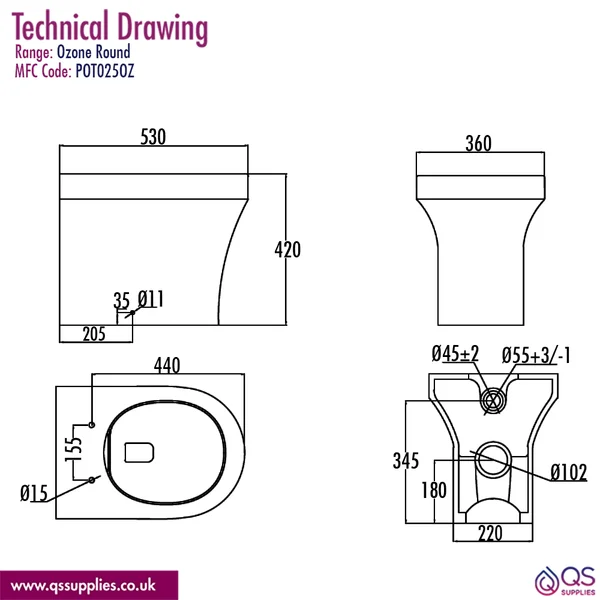 Technical drawing QS-V117350 / POT025OZ
