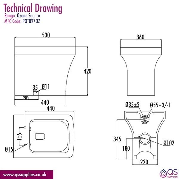 Technical drawing QS-V117352 / POT027OZ
