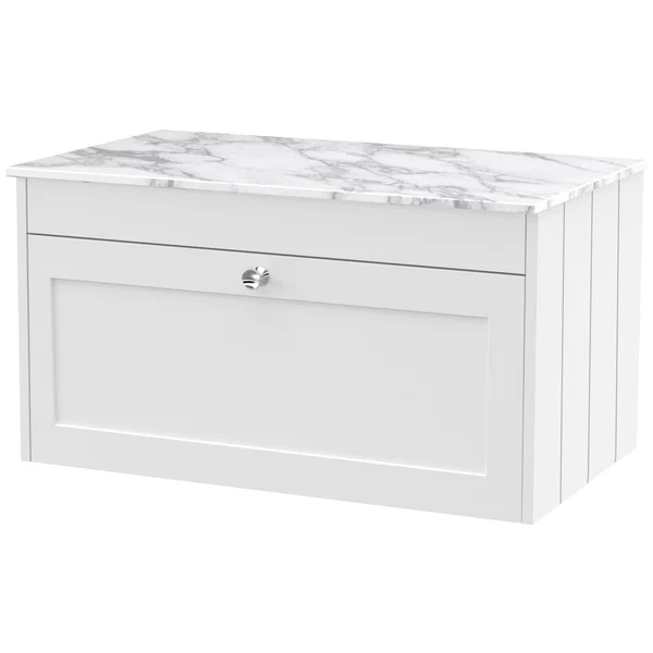 Additional image of Hudson Reed Old London Ashwick Wall-Hung Vanity Unit with Marble Worktop - 1 Drawer