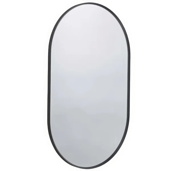 Roper Rhodes Thesis Matte Black Oval Mirror 500 x 800mm - Aluminium Frame
