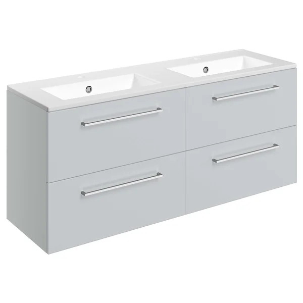 Additional image of Joseph Miles Alvin Double Wall Hung Vanity Unit with Basin - 1210 x 500mm - 4 Drawers