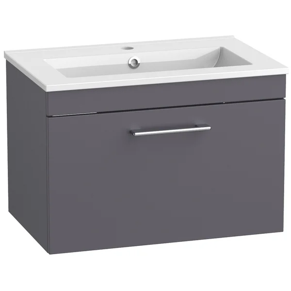 Additional image of Tavistock Kew Contemporary Wall Hung Vanity Unit with Basin and Handle - 1 Drawer