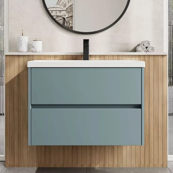 Alternate image of Hudson Reed Havana Wall Hung Vanity Unit with Basin - 2 Drawer - 579mm High