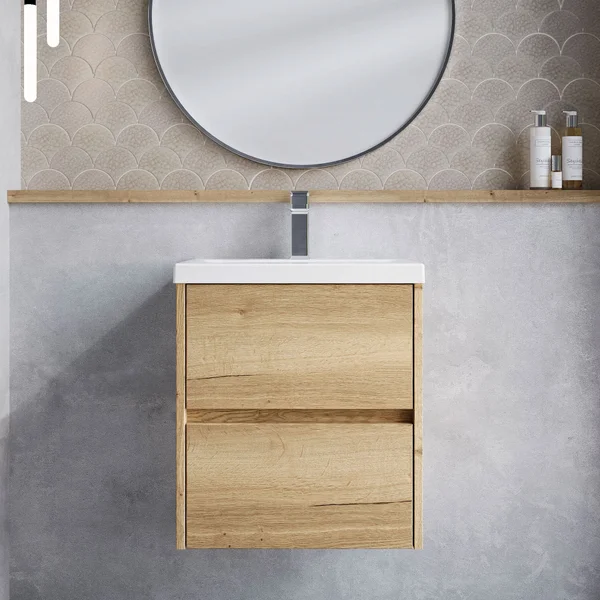 Alternate image of Hudson Reed Havana Wall Hung Vanity Unit with Basin - 2 Drawer - 579mm High