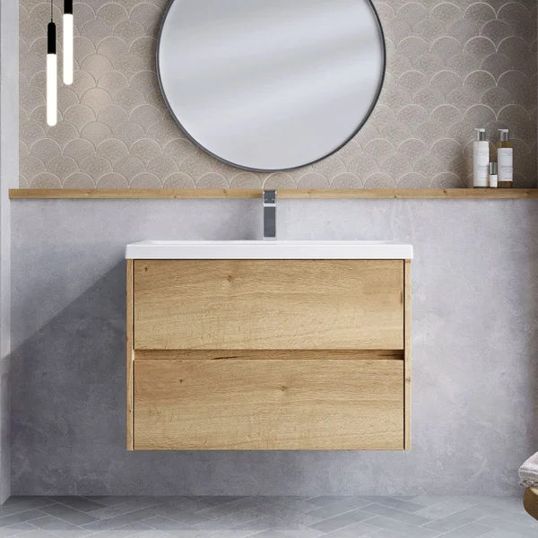 Alternate image of Hudson Reed Havana Wall Hung Vanity Unit with Basin - 2 Drawer - 579mm High