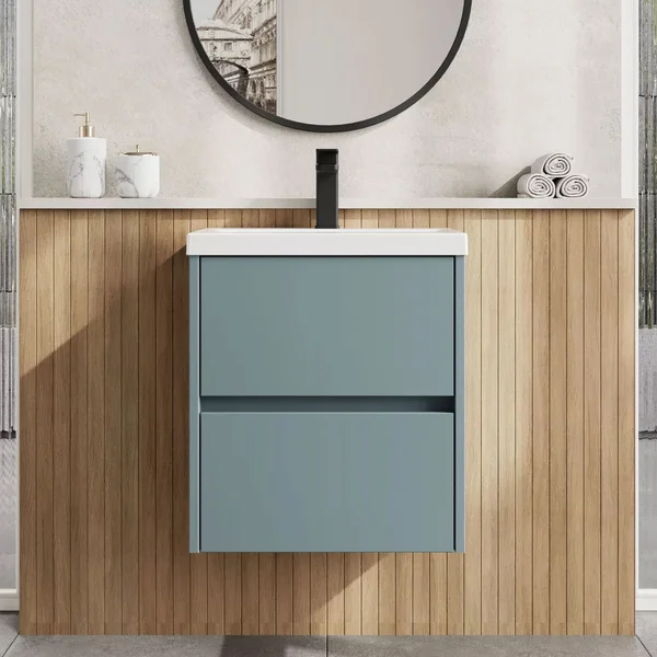 Alternate image of Hudson Reed Havana Wall Hung Vanity Unit with Basin - 2 Drawer - 579mm High
