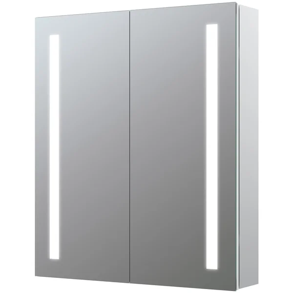Joseph Miles Crane Aluminium LED Mirror Cabinet with Demister Pad - 2 Door - 600 x 700mm