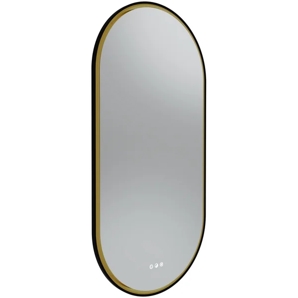 Tavistock Zephyr LED Borderlit Pill-Shaped Matt Black Mirror with Demister - 544 x 1094mm