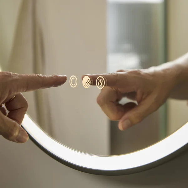Additional image of Tavistock Zephyr LED Borderlit Pill-Shaped Matt Black Mirror with Demister - 544 x 1094mm