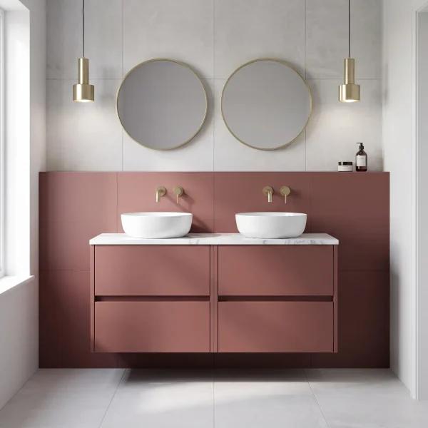 Alternate image of Nuie Havana Double Wall Hung Vanity Unit with Worktop - 4 Drawer - 1205 x 390mm
