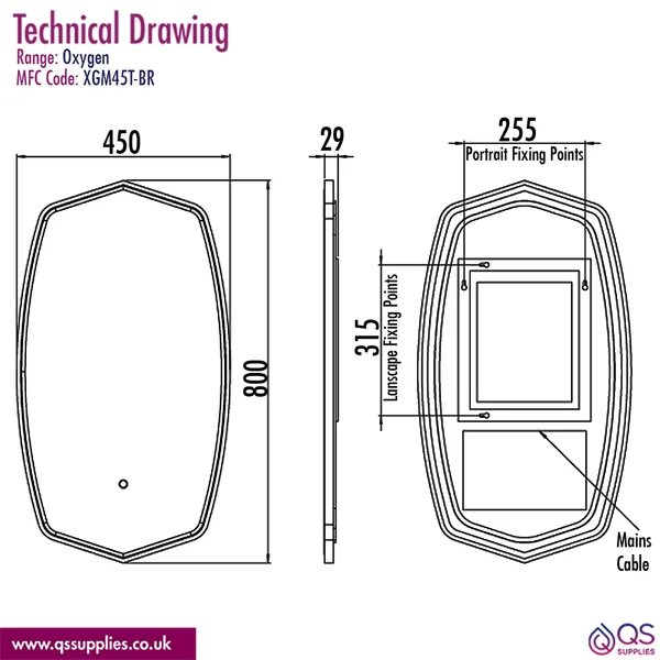Technical drawing QS-V117368 / XGM45T-BR