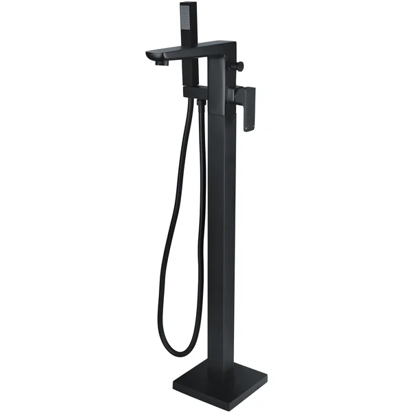 Additional image of Joseph Miles Kamada Square Floorstanding Bath Shower Mixer Tap with Straight Spout - Flat Handle