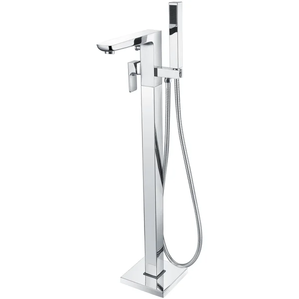 Joseph Miles Kamada Square Floorstanding Bath Shower Mixer Tap with Straight Spout - Flat Handle