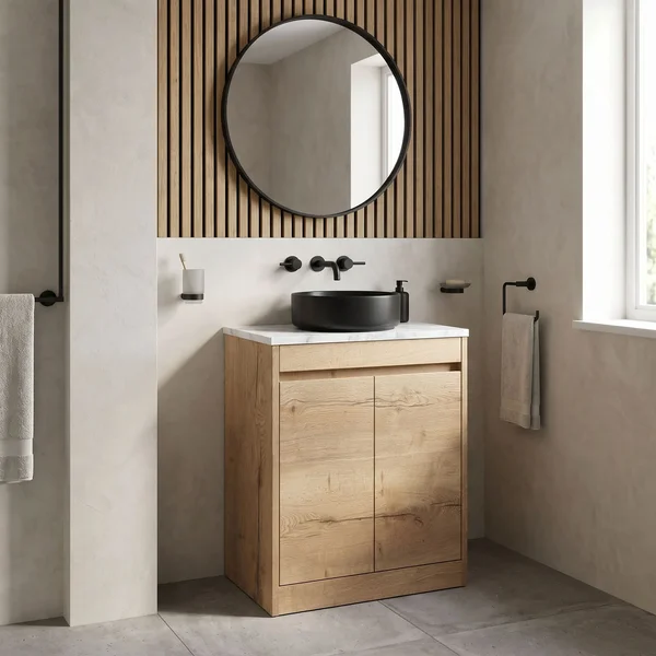 Alternate image of Nuie Havana Floorstanding Vanity Unit with Worktop - 2 Door - 600 x 803mm