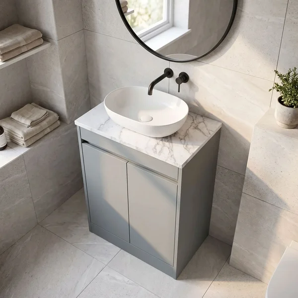 Alternate image of Nuie Havana Floorstanding Vanity Unit with Worktop - 2 Door - 600 x 803mm