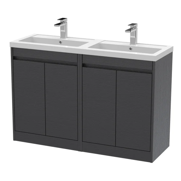 Nuie Havana Floor-Mounted Double Vanity Unit with Twin Basin - 4 Door - 1210 x 843mm