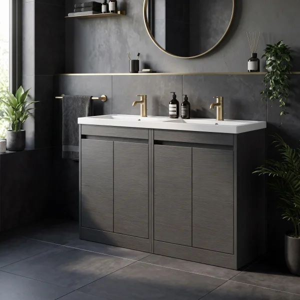 Alternate image of Nuie Havana Floor-Mounted Double Vanity Unit with Twin Basin - 4 Door - 1210 x 843mm