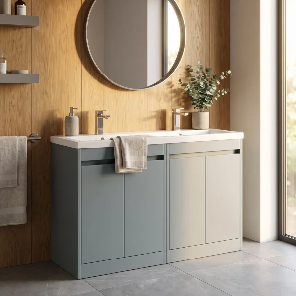 Alternate image of Nuie Havana Floor-Mounted Double Vanity Unit with Twin Basin - 4 Door - 1210 x 843mm