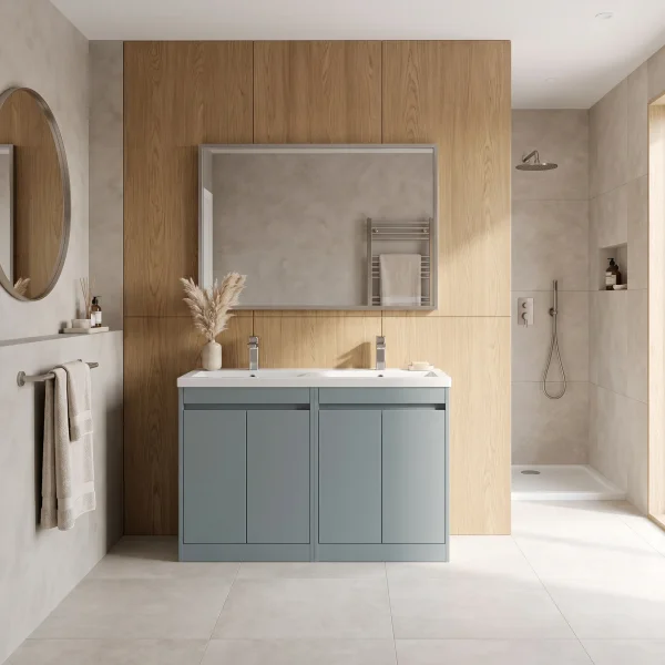 Alternate image of Nuie Havana Floor-Mounted Double Vanity Unit with Twin Basin - 4 Door - 1210 x 843mm