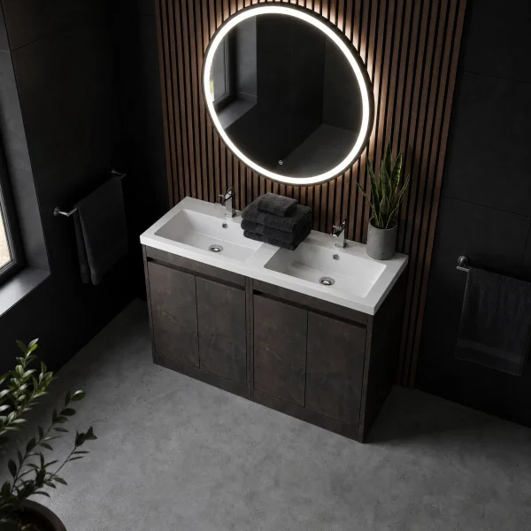 Alternate image of Nuie Havana Floor-Mounted Double Vanity Unit with Twin Basin - 4 Door - 1210 x 843mm