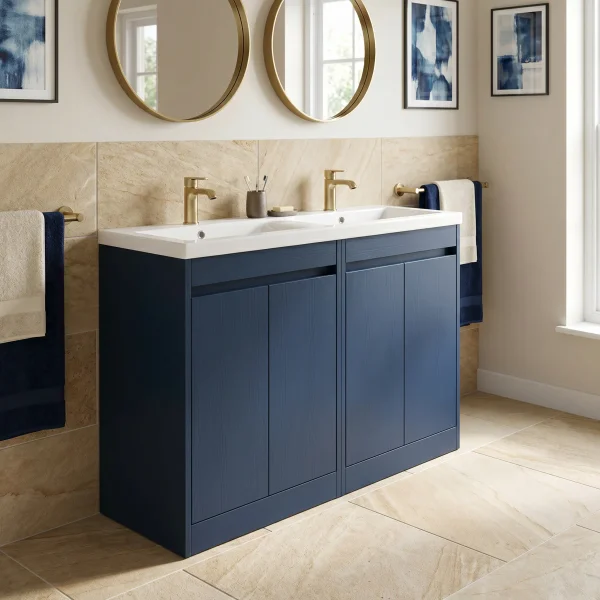 Alternate image of Nuie Havana Floor-Mounted Double Vanity Unit with Twin Basin - 4 Door - 1210 x 843mm