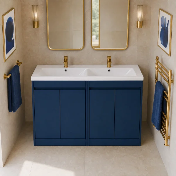 Alternate image of Nuie Havana Floor-Mounted Double Vanity Unit with Twin Basin - 4 Door - 1210 x 843mm