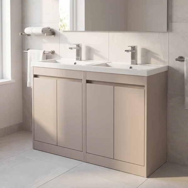 Alternate image of Nuie Havana Floor-Mounted Double Vanity Unit with Twin Basin - 4 Door - 1210 x 843mm