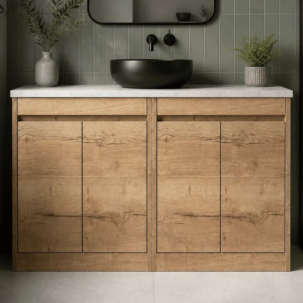 Alternate image of Nuie Havana Floorstanding Double Vanity Unit with Worktop - 4 Door - 1205 x 821mm