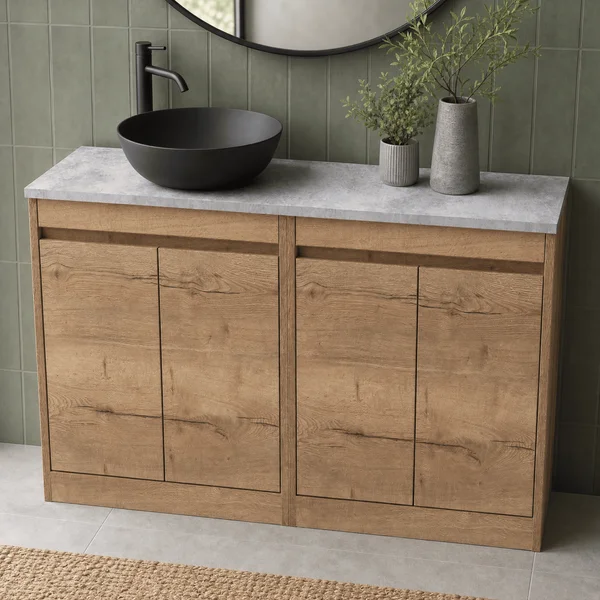 Alternate image of Nuie Havana Floorstanding Double Vanity Unit with Worktop - 4 Door - 1205 x 821mm