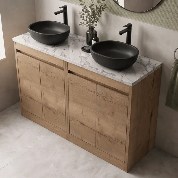 Alternate image of Nuie Havana Floorstanding Double Vanity Unit with Worktop - 4 Door - 1205 x 821mm