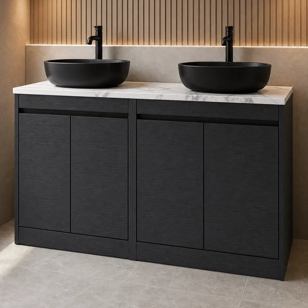 Alternate image of Nuie Havana Floorstanding Double Vanity Unit with Worktop - 4 Door - 1205 x 821mm