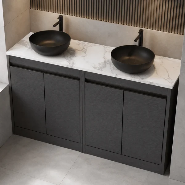 Alternate image of Nuie Havana Floorstanding Double Vanity Unit with Worktop - 4 Door - 1205 x 821mm