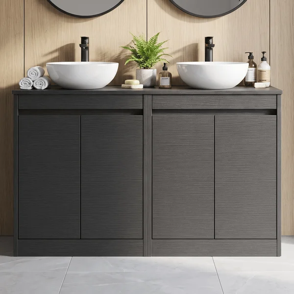 Alternate image of Nuie Havana Floorstanding Double Vanity Unit with Worktop - 4 Door - 1205 x 821mm