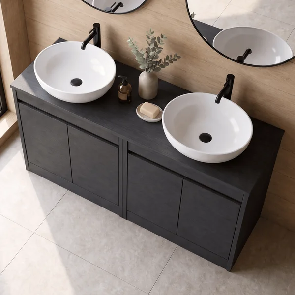 Alternate image of Nuie Havana Floorstanding Double Vanity Unit with Worktop - 4 Door - 1205 x 821mm